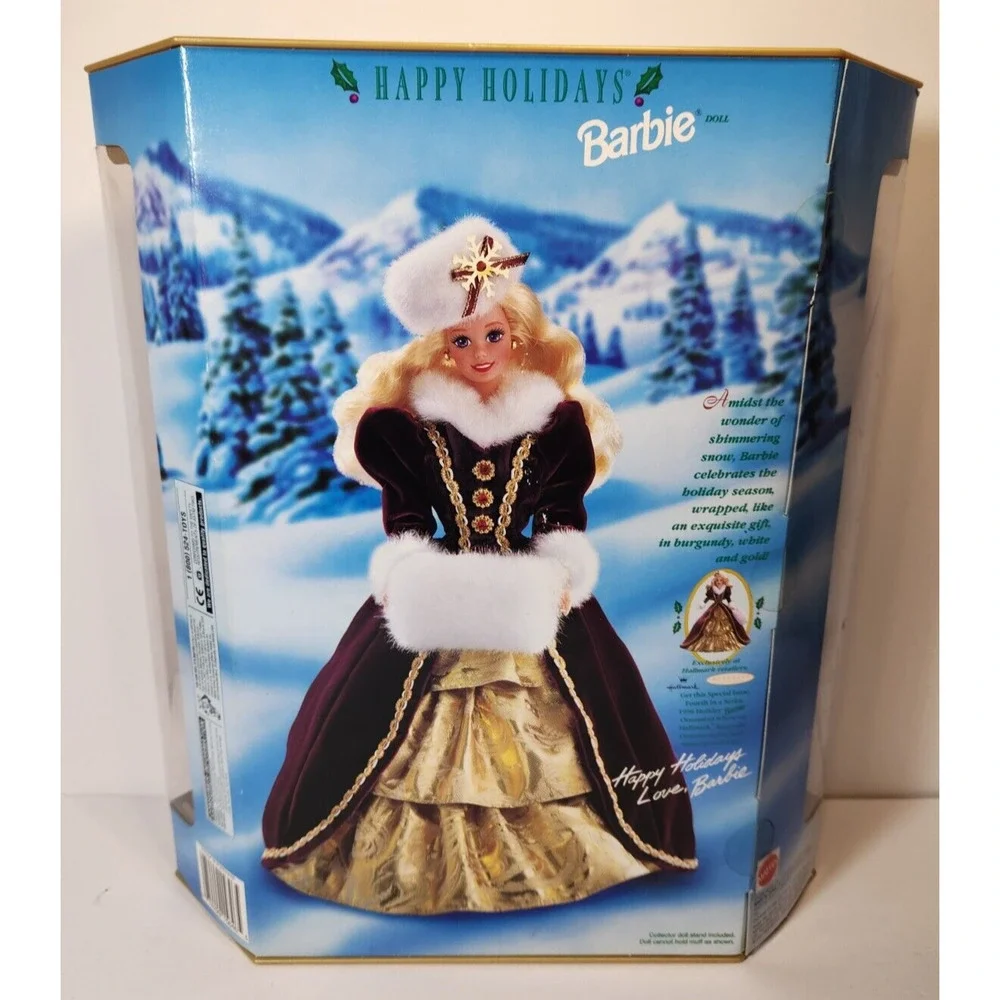 1996 BARBIE Happy Holidays Special Edition Mattel 15646 NRFB Coat Fur Burgandy